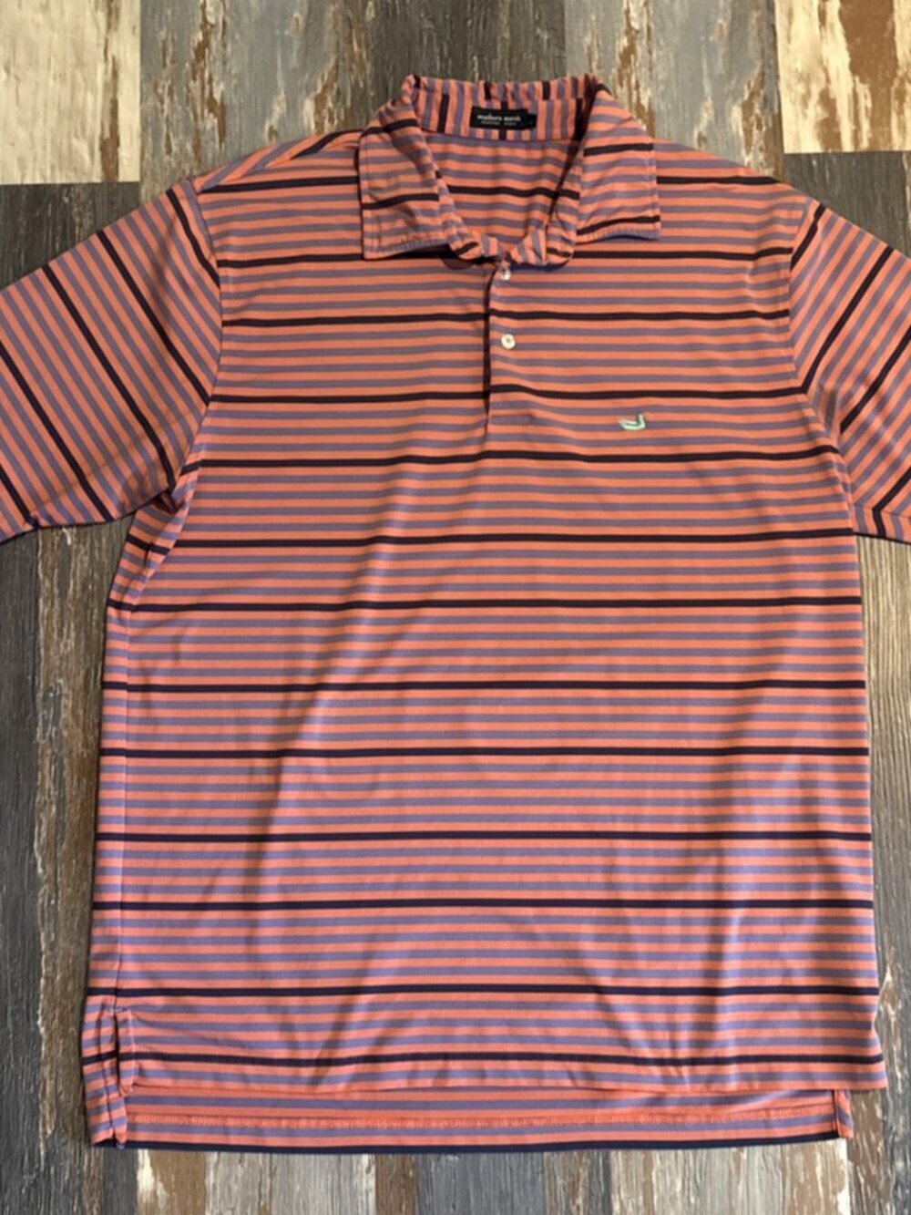 Southern Marsh Polo Shirt XL Pink Blue Striped Performance Golf Stretch Preppy